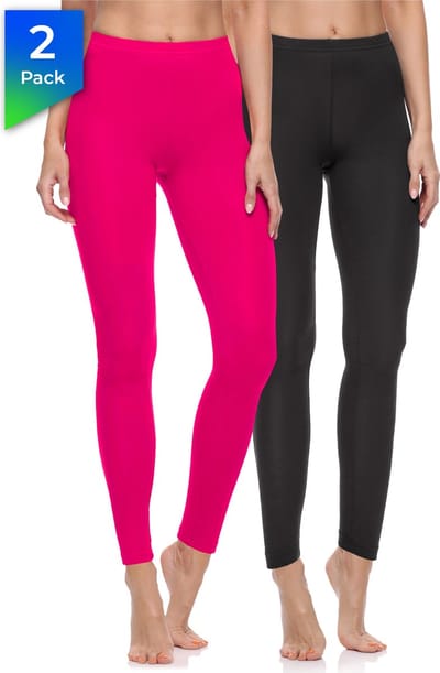 Merry Style Dames Leggings - Sport - Vrijetijdsbroek - 2-Pack - Lang - Katoen - MS-MS10-198-LE-2Pack - Zwart/Amarant - XL