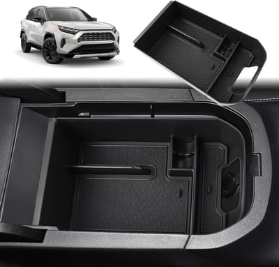 Center Console Opbergdoos voor Toyota RAV4 2019-2025 - Organiser voor Armsteun, Coin en Telefoon met Antislip Matten - Praktische Accessoires voor RAV4 Hybrid en Plug-In Hybrid