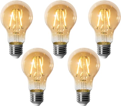 LUEDD Set van 5 E27 dimbare LED lampen A60 goud 3W 310 lm 2200K