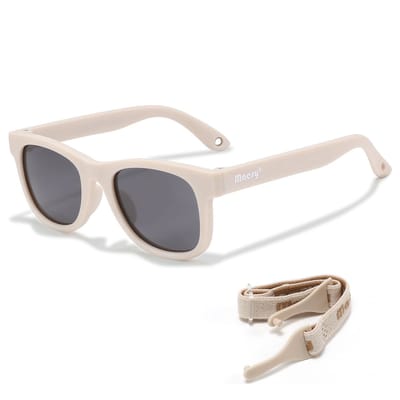 Maesy Baby Zonnebril Indi – 0 t/m 2 Jaar - Elastiek - Flexibel - UV400 Bescherming - Zonnebril Kind - Beige Ecru