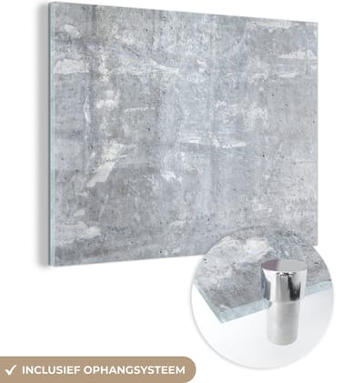 Glasschilderij - Steen - Graniet - Grijs - Industrieel - Design - 160x120 cm - Foto op glas - Kamer decoratie