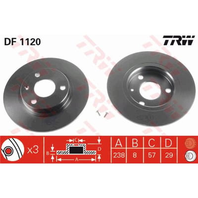 Remschijf TRW DF1120 voorkant, compleet, 1 Stuk