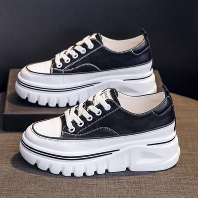Dames Lente Nieuwe Binnen Verhoogde Dames Schoenen Echt Leer Alles-passend Casual Sport Muffin Dikke zool Dames Enkele Schoenen 40