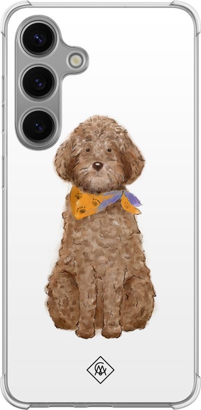 Casimoda® hoesje - Geschikt voor Samsung Galaxy S24 - Labradoodle - Shockproof case - Extra sterk - TPU/polycarbonaat - Bruin/beige, Transparant