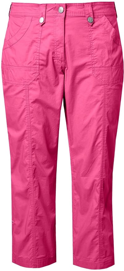 Ulla Popken - Dames - 7/8-cargohose oprolbandje voor broekspijp - Fuchsiaroze - Maat 60