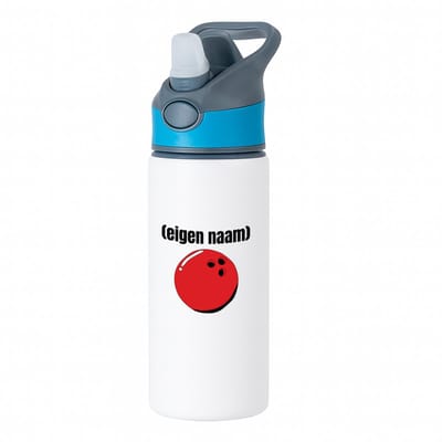 Hacebo® - bowlingbal met eigen naam waterfles met rietje blauw - Bowlen - bowlers - sport - verjaardagscadeau - klein cadeautje - kado - gift - geschenk - verrassing - water fles - 650ML