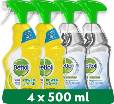 Dettol - 2L Allesreiniger Spray Power & Fresh - Citrus 2x500ml - Trigger Multireiniger (Cleanser) 2x500ml - Voordeelverpakking