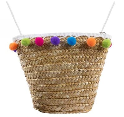 Klostermann-Raffia tas met pompons, naturel