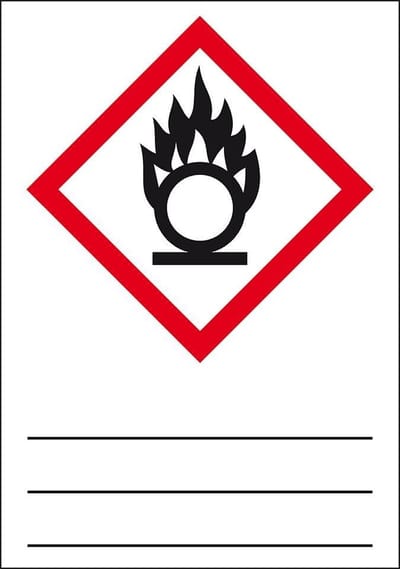 GHS03 oxiderende stoffen sticker, beschrijfbaar 105 x 148 mm - beschrijfbaar
