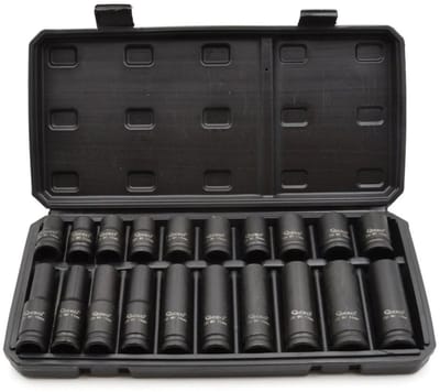 GEKO Impact dopsleutelset - 1/2" - Standaard & Diep - 10-19 mm - Chroom-Molybdeen - Zwart