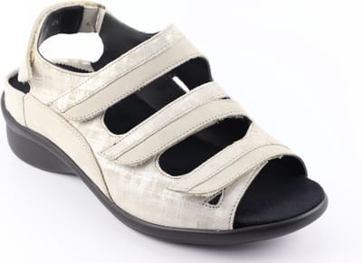 Durea - 7409 K - Platte sandalenDames Sandalen - Kleur: Wit/beige - Maat: 37.5