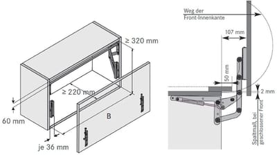 SOTECH HSB hefbeslag voor deuren, in de breedte aanpasbaar tot 1470 mm incl. 2 compressieveren met 380 N14