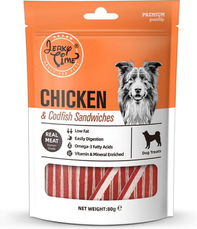 Jerky Time - Chicken & Codfish Sandwich - Hondensnack - Voordeelbundel 5 stuks