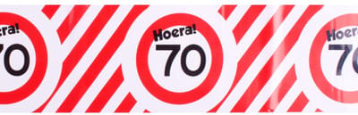 Afzetlint | rood en wit | lengte 10 meter | verjaardag 70 jaar