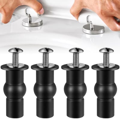 Set van 4 Universele Toiletbril Bouten met Uitbreidbare Rubber Topmoeren en Vervangingsschroeven voor Toiletdeksel Hinge Kit