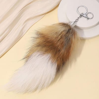 1 Stuk Enorme Echte Vossenstaart Sleutelhanger Kwastje Tas Cosplay Speelgoed Handtas Accessoires Haak Hanger Halloween Cosplay beige