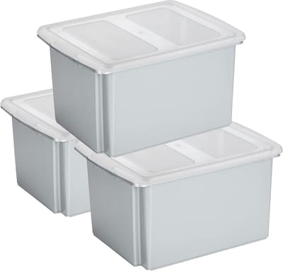 Sunware set van 3x opslagboxen 32 liter lichtgrijs 45 x 36 x 24 cm met afsluitbare deksel