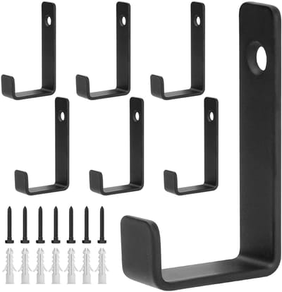 Dailygoods- Kapstokhaken 7 Stuks - Zwarte Wandhaken - Schroefhaken - Garderobehaken - Hoogwaardig Koolstofstaal - Draagkrachtig en Vervormingsbestendig - Wandhaak