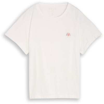 Tom Tailor - T-shirt met borduursel - Maat XXL - Soft Clear White