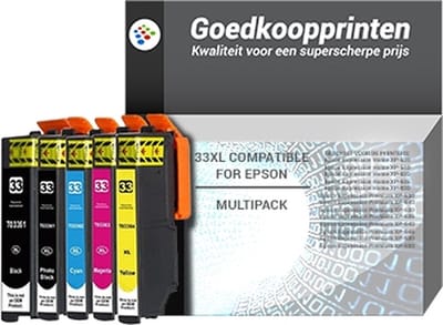 Huismerk Epson 33XL inkt cartridges 5-Kleuren Multipack (74 ml)