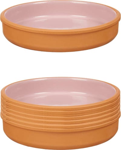 La Dehesa Tapas serveerschaal - 8x stuks - terracotta - roze - D23 x H4 cm - hapjes serveren - ovenschaal - rond