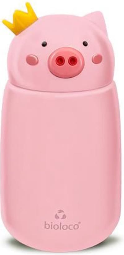 Bioloco - Thermosfles Mini RVS - Varken met Kroontje - Dubbelwandig - 320ml - Kind