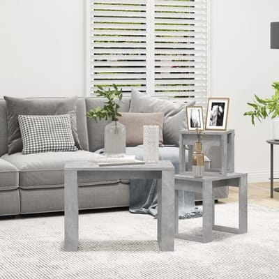 vidaXL - 3-delige - Tafeltjesset - bewerkt - hout - betongrijs