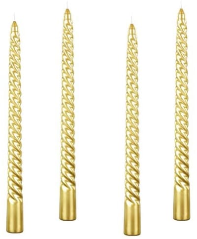 Tall Metallic Taper Spiraal Kaarsen - 16 Inch - Dripless & Ongeparfumeerd - 4 Stuks