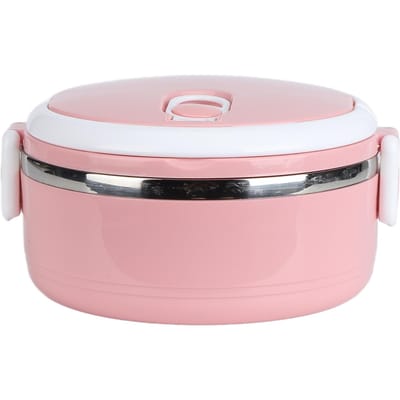 Thermische lunchbox, stapelbaar, warm eten, geïsoleerde box, ronde lunchbox van roestvrij staal 304, verzegeld voedsel L