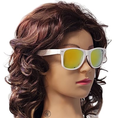 Fako Fashion - Witte Zonnebril Met Goud/Rode Spiegelglazen - Heren Zonnebril - Dames Zonnebril - Classic - UV400 - Wit Frame - Goud/Rood Spiegel