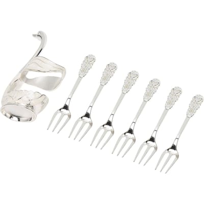 Zwaan Basis Houder Koffie Servies Set Licht Luxe Innovatieve Zwaan Basis Houder met 6 stuks Vorken white