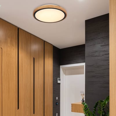 Globo Bruno LED plafondlamp met houten frame CCT Ø 30 cm