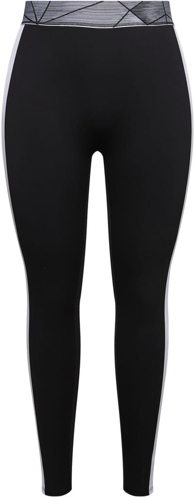 Ulla Popken - Dames - Legging strepen zakken hoge taille elastische tailleband - Zwart - Maat 42+