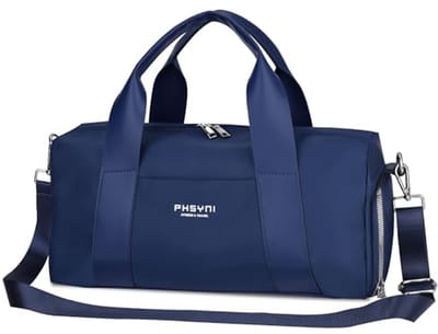 Kleine Sporttas voor Vrouwen en Kinderen met Schoenenvak en Waterdichte Zak (15L, Donkerblauw, 40 CM)