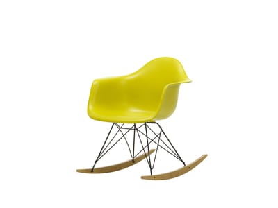 Vitra - RAR Eames Plastic Armchair - mosterd RE - zwart - sleden esdoorn goudkleurig - geel