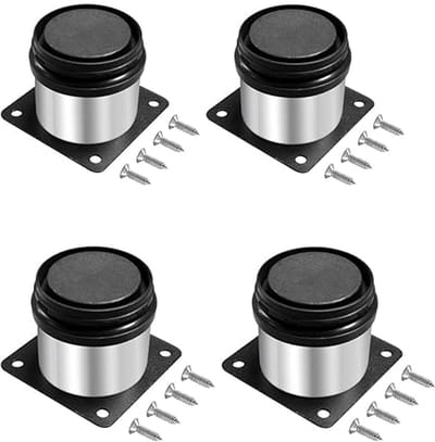 4-delige set — In hoogte verstelbare roestvrijstalen steunpoten (verstelbereik: 0–15 mm) — Ronde verstelbare metalen meubelpoten (5 cm) — Geschikt voor kasten en diverse soorten meubels