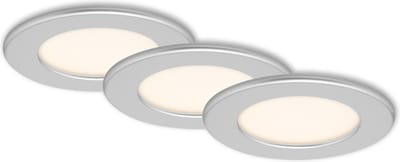 BRILONER THIN - inbouwspots set van 3 - 3 x LED / 6W 450lm - IP44 (badkamer) - lichtkleur: warm wit - inbouwdiepte: 30mm - inbouwmaat: 100mm - product: Ø115mm - mat chroom