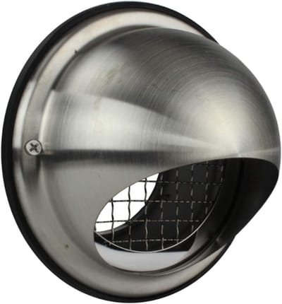 Ventilatierooster Afvoerkap - Roestvrij Staal Rooster - Luchtcirculatie Buiten - Weerbestendige Kap - Ø 125 mm - Zilverkleurig