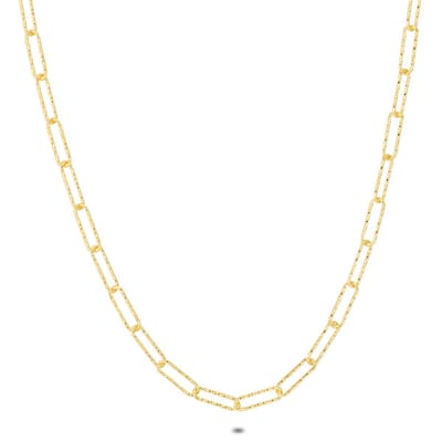 Twice As Nice Halsketting in 18kt verguld zilver, schakelketting 50cm+5cm