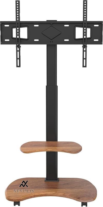 Nevolis Stellar TV Stand Roll-Up Wooden Board Height Adjustable Swivel TV Trolley Wheels 32-70 Inch TVs 45 kg Universal TV Stand Max. VESA 600 x 400. .