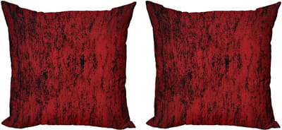 ABAKUHAUS Rode en zwarte decoratieve kussenhoez 2-pack, grungy stijl, 50x50 cm, zwart rood