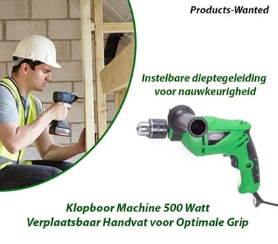 Klopboor Machine 500 Watt Verplaatsbaar Handvat voor Optimale Grip