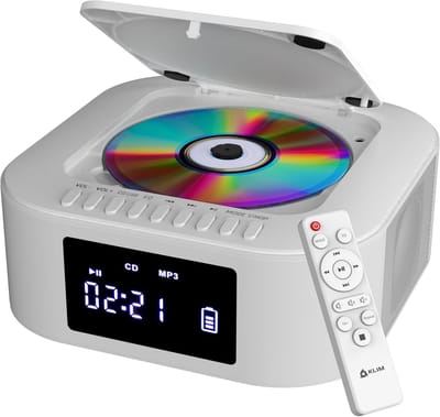 Draagbare CD-speler met Radio, Bluetooth en Subwoofer - Wit