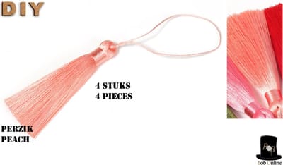 Bob Online ™ - 4 Stuks – Perzik - Tassels (Kwastjes) 8cm x 1.2cm – Handgemaakte Zachte Ambachtelijke Kwastjes / Tassels Chinese Stijl – Decoratieve DIY Tassels – Sieraden Maken enz. – Peach DIY Tassels – Tassels – Perzik Kwasten