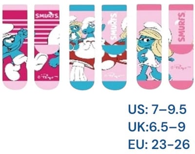 3 paar smurfinnen Sokken roze - Smurfen Kindersokken - Maat 23/26