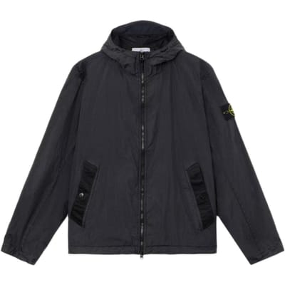 Stone Island Zomer 26 Badge Geplooide Rits Capuchon Lange Mouwen Jas Heren jassen L1S154100001S0A23-V0029 S black