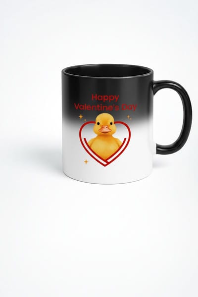 Valentijnsdag Magische Mok met Lief Eendje en 'Happy Valentine's Day' - Warmte Onthullend Cadeau