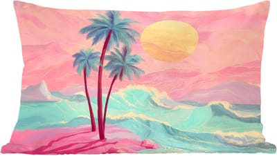 Sierkussens - Kussentjes Woonkamer - 60x40 cm - Palmbomen - Golven - Zee