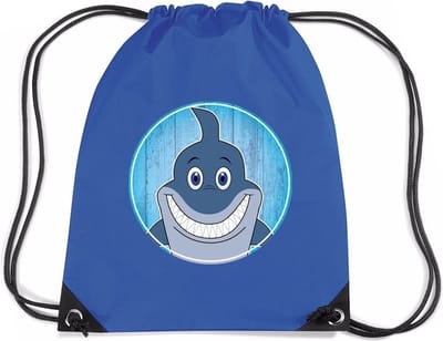 Haaien rijgkoord rugtas / gymtas - blauw - 11 liter - voor kinderen