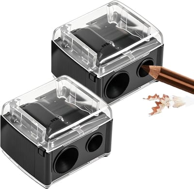Make-up Puntenslijper - Set van 2 - Dubbel Gat voor Eyeliner & Lipliner - Transparant Deksel